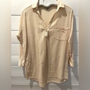 RHYTHM – Beige Textured Cotton Tunic – Relaxed Fit – Size S